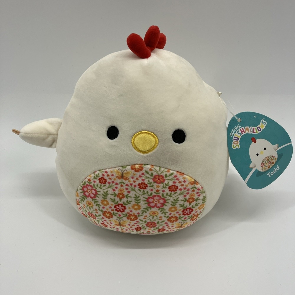 Squishmallows Todd The Chicken Floral Print Belly Stuffed Animal Plush 8" NWT
